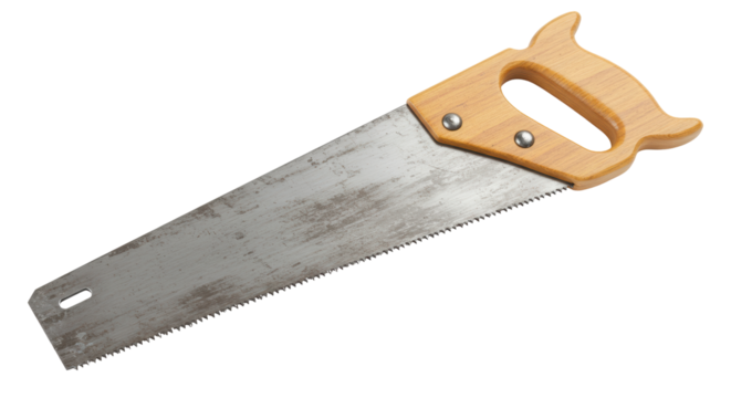 Isolated Hand Saw with Wooden Handle for Carpentry Work