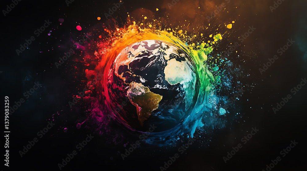 Canvas Prints planet earth in color splash