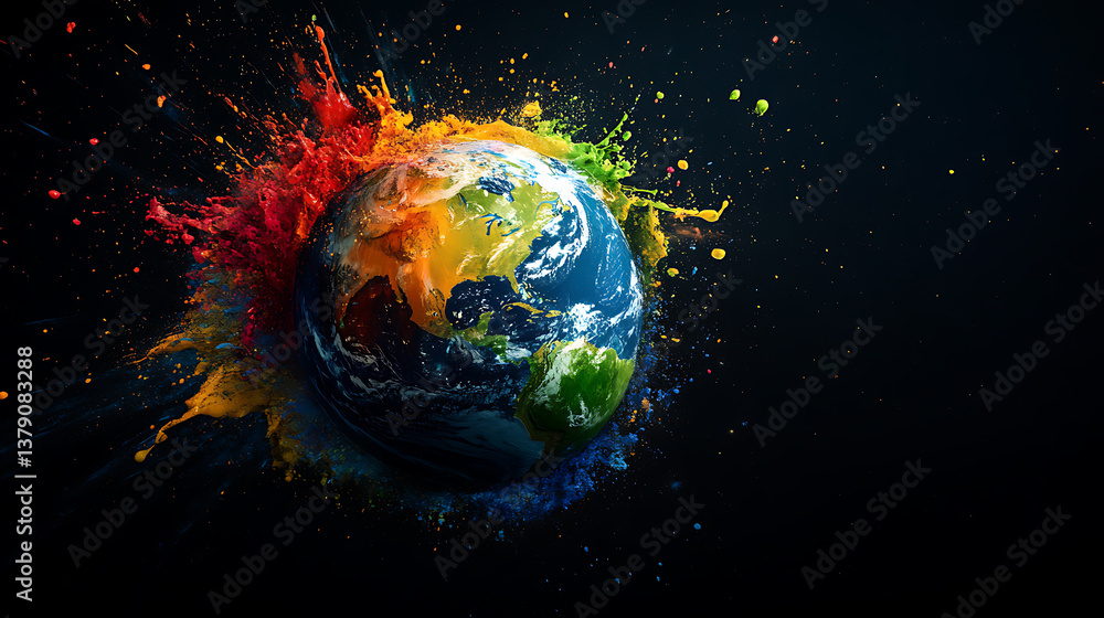 Canvas Prints planet earth in color splash