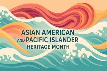 Waves in tropical colors / asian patterns, for Asian American and Native Hawaiian heritage / Pacific Islander Heritage Month (APAHM) or asian american pacific islander (AAPI) heritage month in may