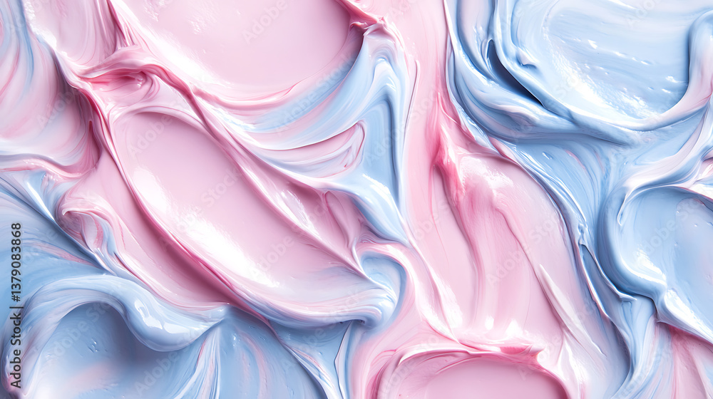 Poster cosmetic smears and cream texture pattern on a pastel backdrop