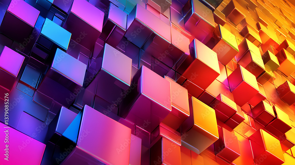 Poster cubes technology colorful abstract background