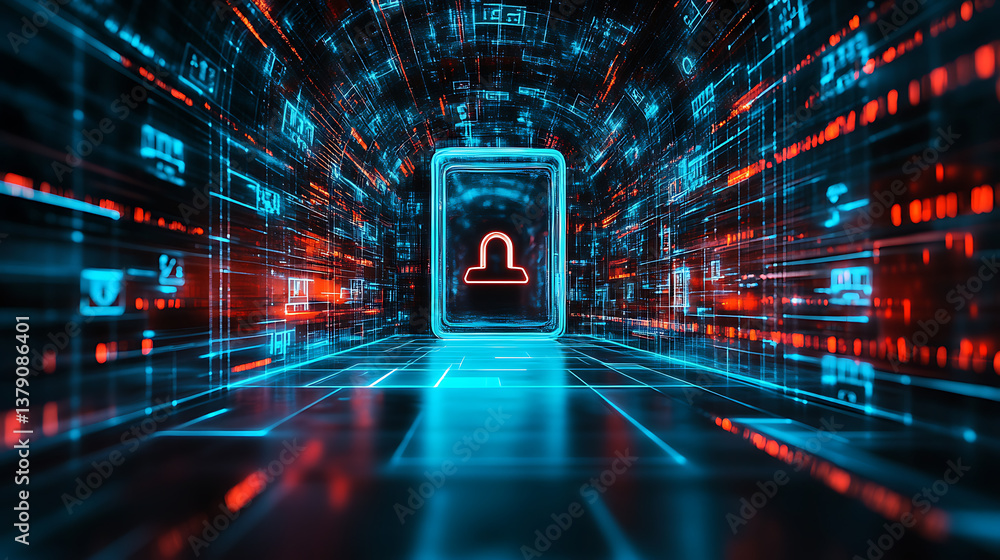 Poster Cyber security and information protection concept with empty place