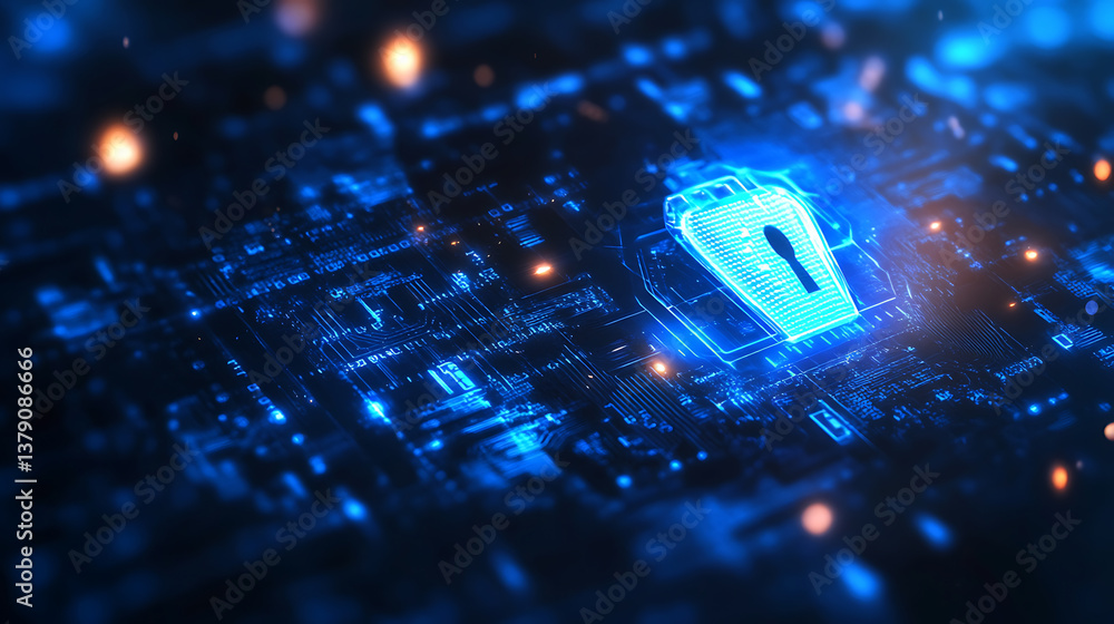 Aufkleber cyber security and information protection concept with empty place