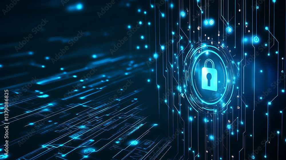 Poster Cyber security concept and system privacy background with empty space
