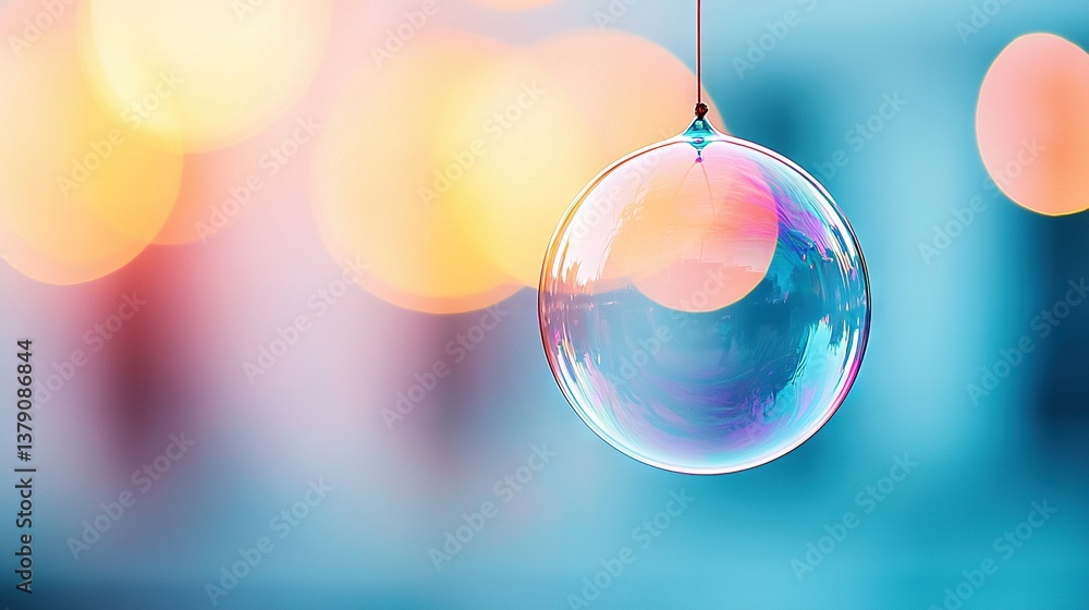 Poster a crystal ornament dangles from a string, framing a clear view of an architectural masterpiece and s