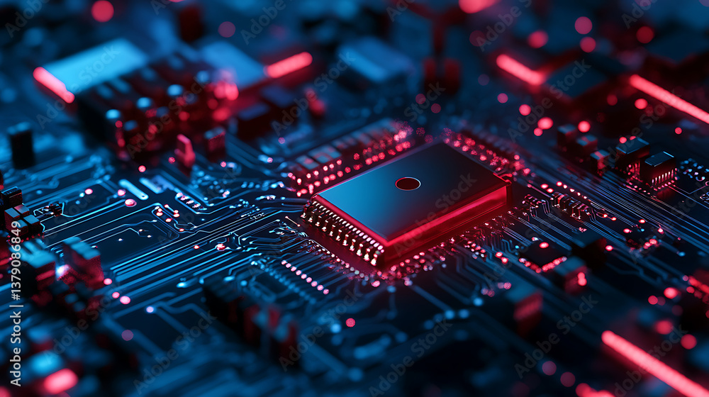 Poster cyber security concept, circuit board and lock