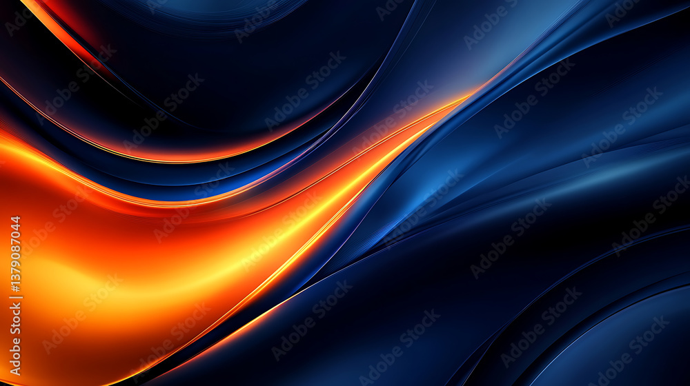 Aufkleber dark blue and orange gradient abstract background banner with blur