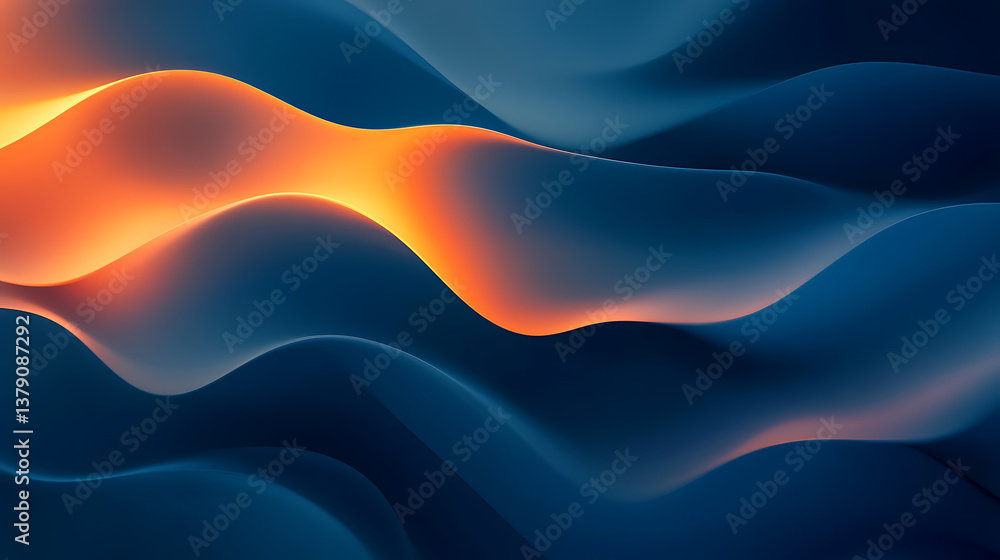 Poster dark blue and orange gradient abstract background banner with blur