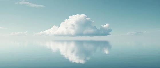 Obraz premium Seagulls rest and hover over a fog-enshrouded pier, blending the lines between earth and sky in a calm, monochromatic scene.