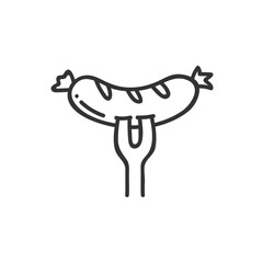 Black Line Food Vector Icons Sausage