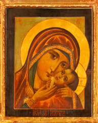 PRATO, ITALY - MARCH 21, 2025: The icon of Madonna in the Cathedral by unknown artist.   © Renáta Sedmáková