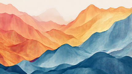 Abstract mountain landscape in terrain lines and colors