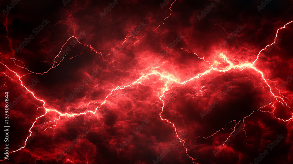 Leinwandbilder red lightning and clouds abstract background texture