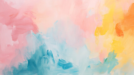 Abstract painting background with pastel positive colors and natural oil paint texture for wallpaper, pattern, art print, and other design elements