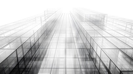 Low Angle View of Modern Glass Building Facade in Monochrome