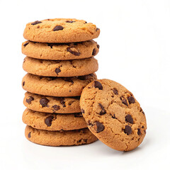 Stack of Chocolate Chip Cookies Isolated on White Background &ndash; Crisp and Delicious Dessert
