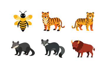 Naklejka premium vector set 6 different of animals