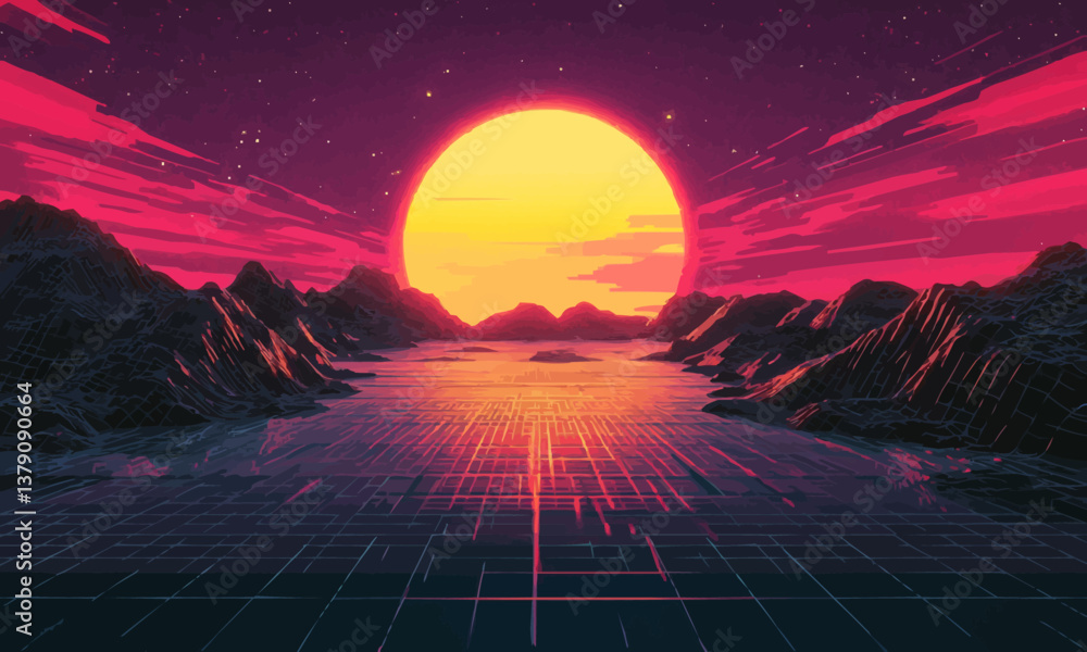 Poster retro wave grainy noise background texture