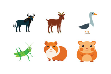 Fototapeta premium vector set 6 different of animals