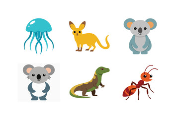 Obraz premium vector set 6 different of animals