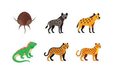 vector set 6 different of animals