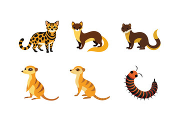 Obraz premium vector set 6 different of animals