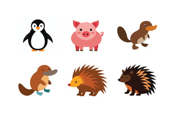 Obraz premium vector set 6 different of animals