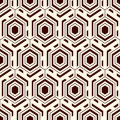 Contemporary honeycomb geometric pattern. Repeated hexagons ornament. Modern mosaic background. Seamless surface abstract design. Geo wallpaper. Digital paper, textile print. Vector art