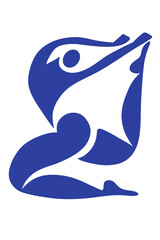 Dancer blue abstract body shape Matisse style art 