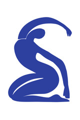 Dancer blue abstract body shape Matisse style art 