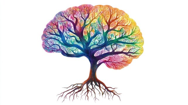 Colorful abstract tree of life, symbolic image, for spirituality or mental health resources