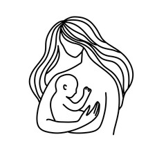 Motherhood baby child line art png 