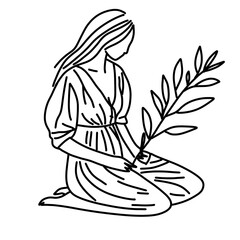 Motherhood mother baby child line art png 