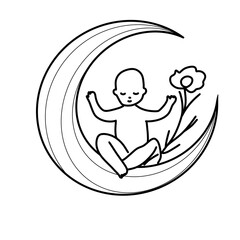 Motherhood mother baby child line art png 