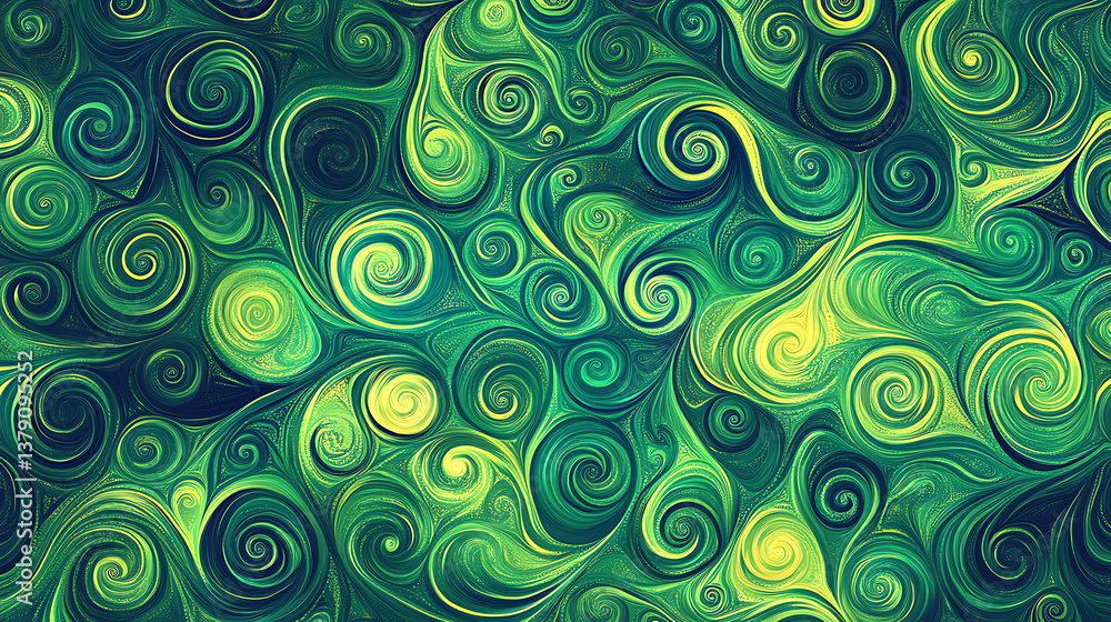 Aufkleber seamless modern abstract background with green swirls in modern and futuristic style