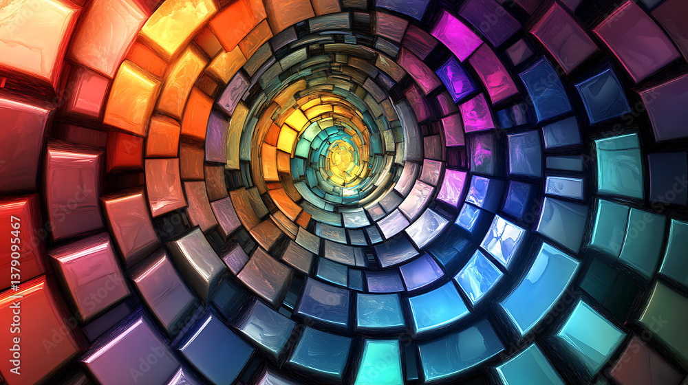 Poster an abstract swirl of colored squares
