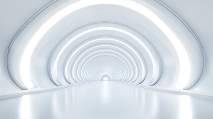 Obraz premium Empty white tunnel with futuristic style, 3d rendering, 360-degree seamless panoramic view