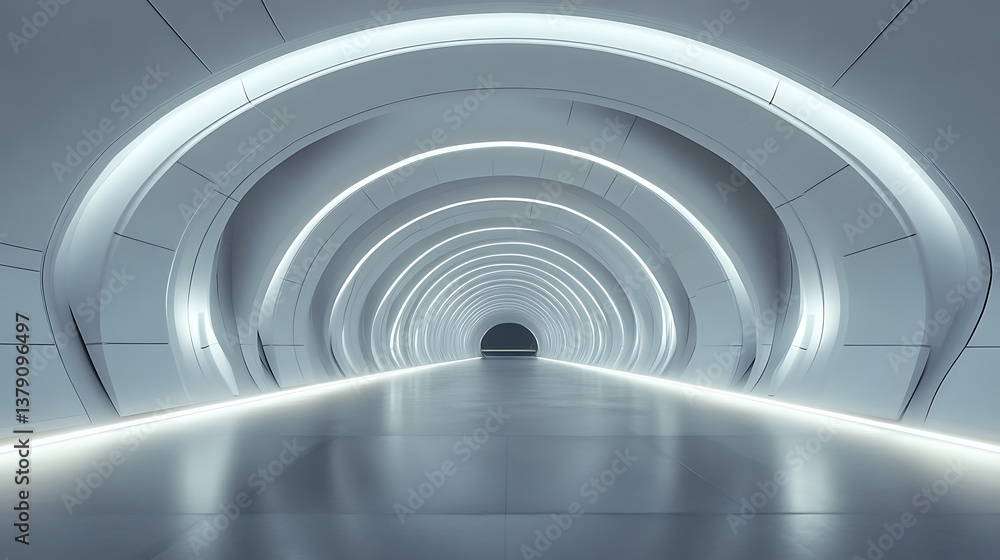 Aufkleber Empty tunnel with futuristic style, 3d rendering, 360-degree seamless panoramic view