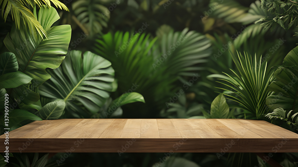 Poster empty wooden table top product display showcase stage with large sports stadium background