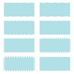 Set of frames with zigzag edge, scallop edge shape. Rectangle shape frame with zigzag edge. zigzag frame.