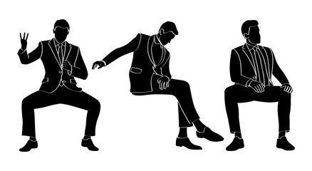 Silhouette of group of professional people doing meeting. Group of businessmen during discussion