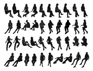 Large collection of female body shapes sitting