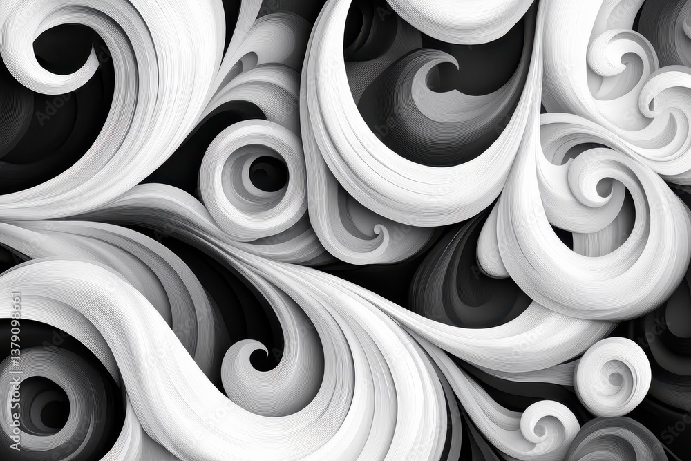 Poster abstract black and white wallpaper featuring swirling patterns design an abstract pattern of swirlin
