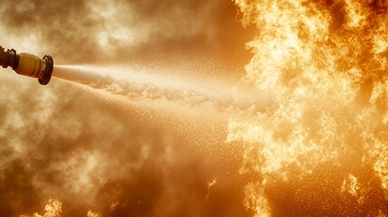 Fire Hose Nozzle Extinguishes Flames During Emergency Response Training