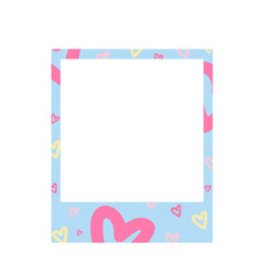 cute blank pastel polaroid photo frame with hearts design