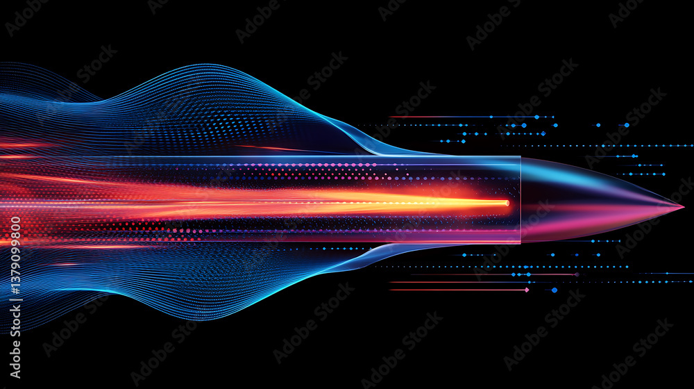 Aufkleber fast flowing air jet shown as a technical diagram of fluid dynamics analysis arrows on a black backg