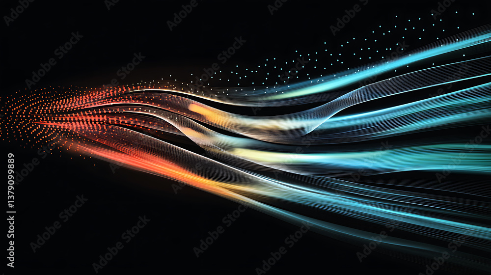 Aufkleber fast flowing air jet shown as a technical diagram of fluid dynamics analysis arrows on a black backg