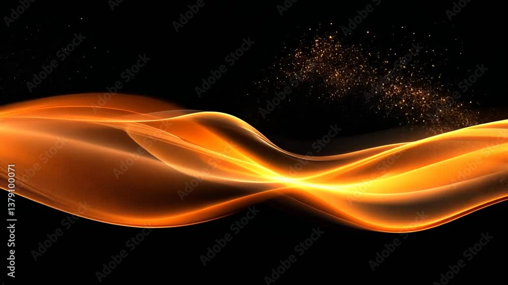 Aufkleber golden abstract wave animation on black background with shiny particle effects