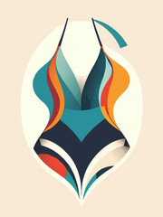 retro fashion swimsuit isolated vector illustration